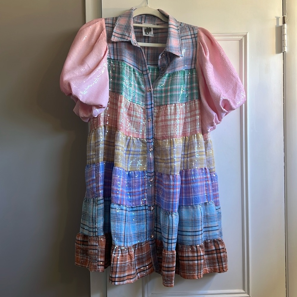 Queen of Sparkles sequin plaid dress
